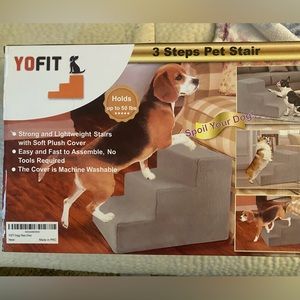 3 Step Pet Stairs - easy assemble, grey cover